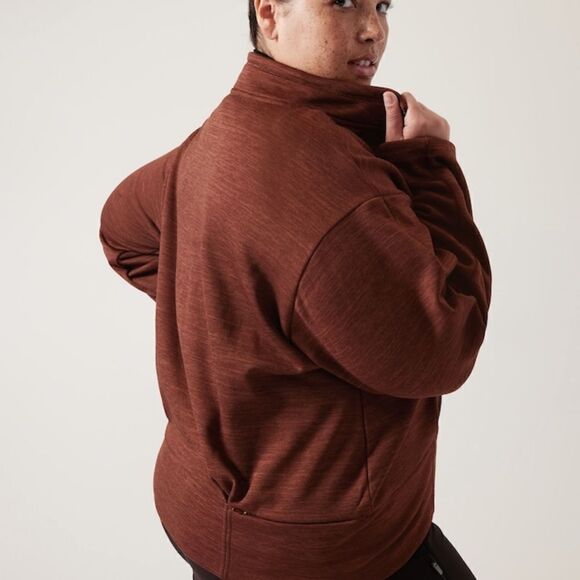 NWT Athleta Altitude Polartec Half Zip Sweatshirt Mahogany Brown L - Picture 4 of 7